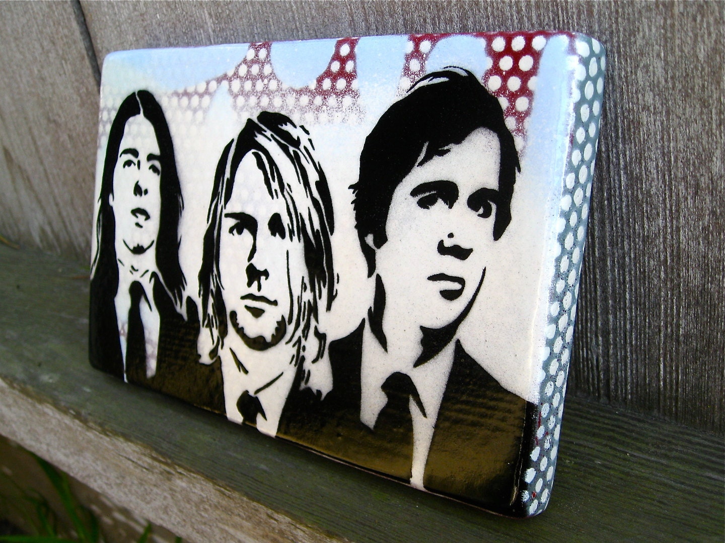 Nirvana ...Original Painting Graffiti Style Pop Art on Handmade Wood Canvas