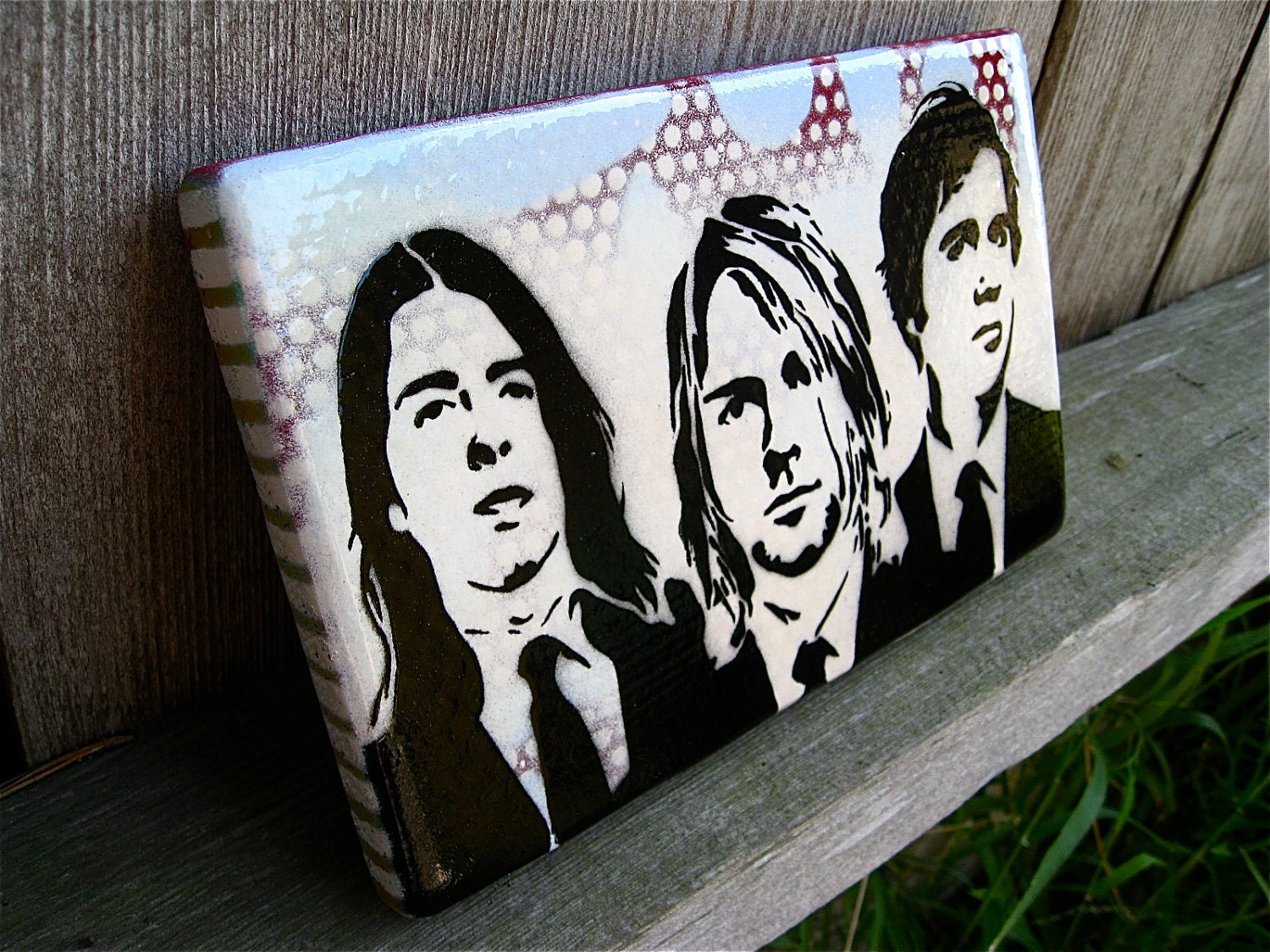 Nirvana ...Original Painting Graffiti Style Pop Art on Handmade Wood Canvas