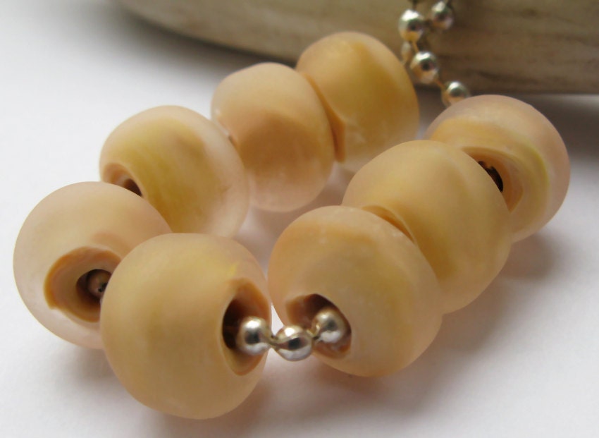 Lampwork Glass Nuggets -pale peaches -  Handmade Glass Bead Set from Ellen Dooley SRA (8)