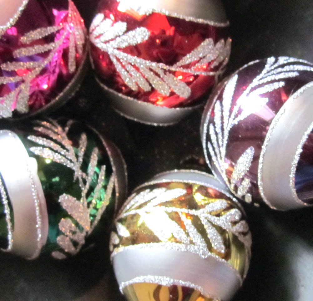 Vintage Christmas Ornaments - Five Glass - Romania 1973
