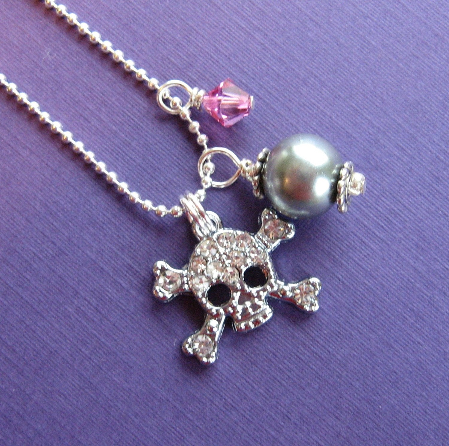 Goth Punk Rock Skull ball chain necklace