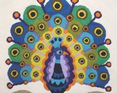 Mid-Century Peacock needlepoint
