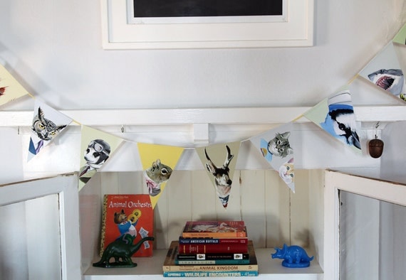Recycled Paper Pennants - Animals in Suits