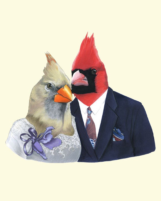 Mr and Mrs Cardinal art print 8x10