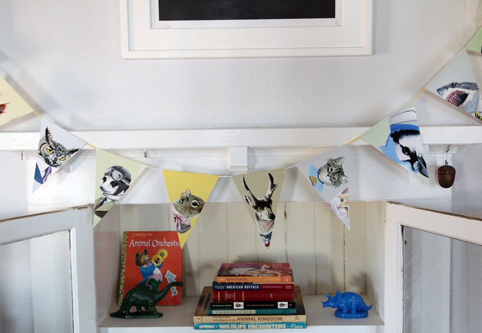 Recycled Paper Pennants - Animals in Suits