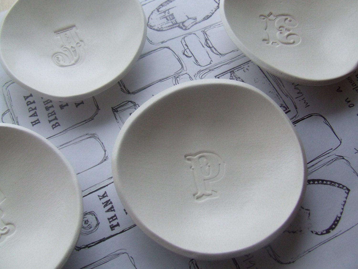 ring holder, jewelry dish, monogram tiny text bowl custom in any initial letter - personalized dish by Paloma's Nest