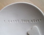 I CARRY YOUR HEART tiny text bowl and heart token set by Paloma's Nest
