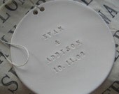 CUSTOM personalized ornament with names, date, or words of your choice- circle or square, a text tile by Paloma's Nest