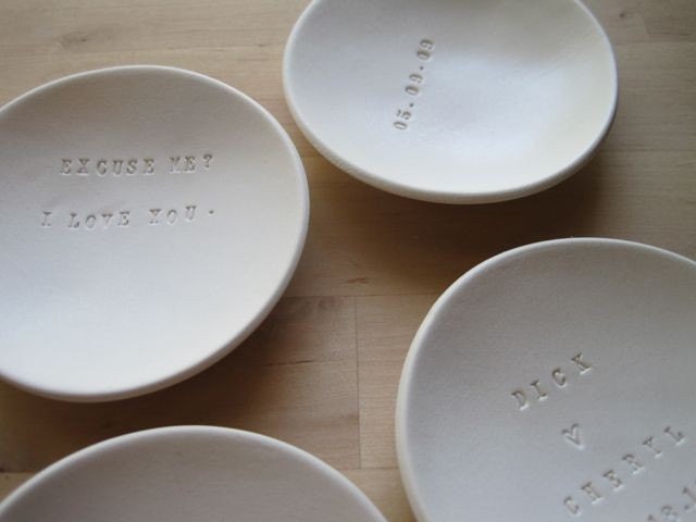 ring holder, jewelry dish, CUSTOM tiny text bowl with personalized words or names by Paloma's Nest