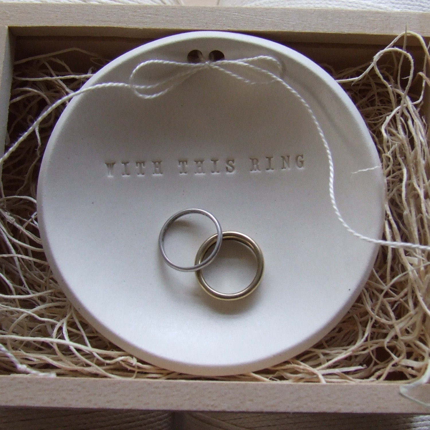 Wedding Ring Holder Ring Pillow Alternative WITH THIS RING Ring Bearer Bowl commitment ceremony dish ring plate by Paloma's Nest