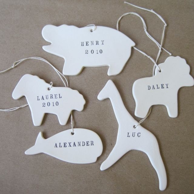 CUSTOM animal ornament in your choice of shapes for nursery or first Christmas by Paloma's Nest