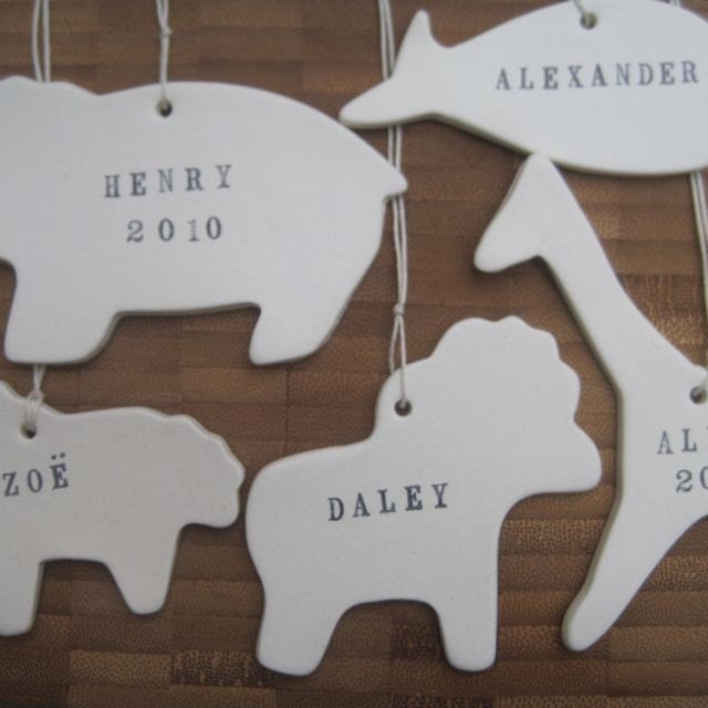 CUSTOM animal ornament in your choice of shapes for nursery or first Christmas by Paloma's Nest