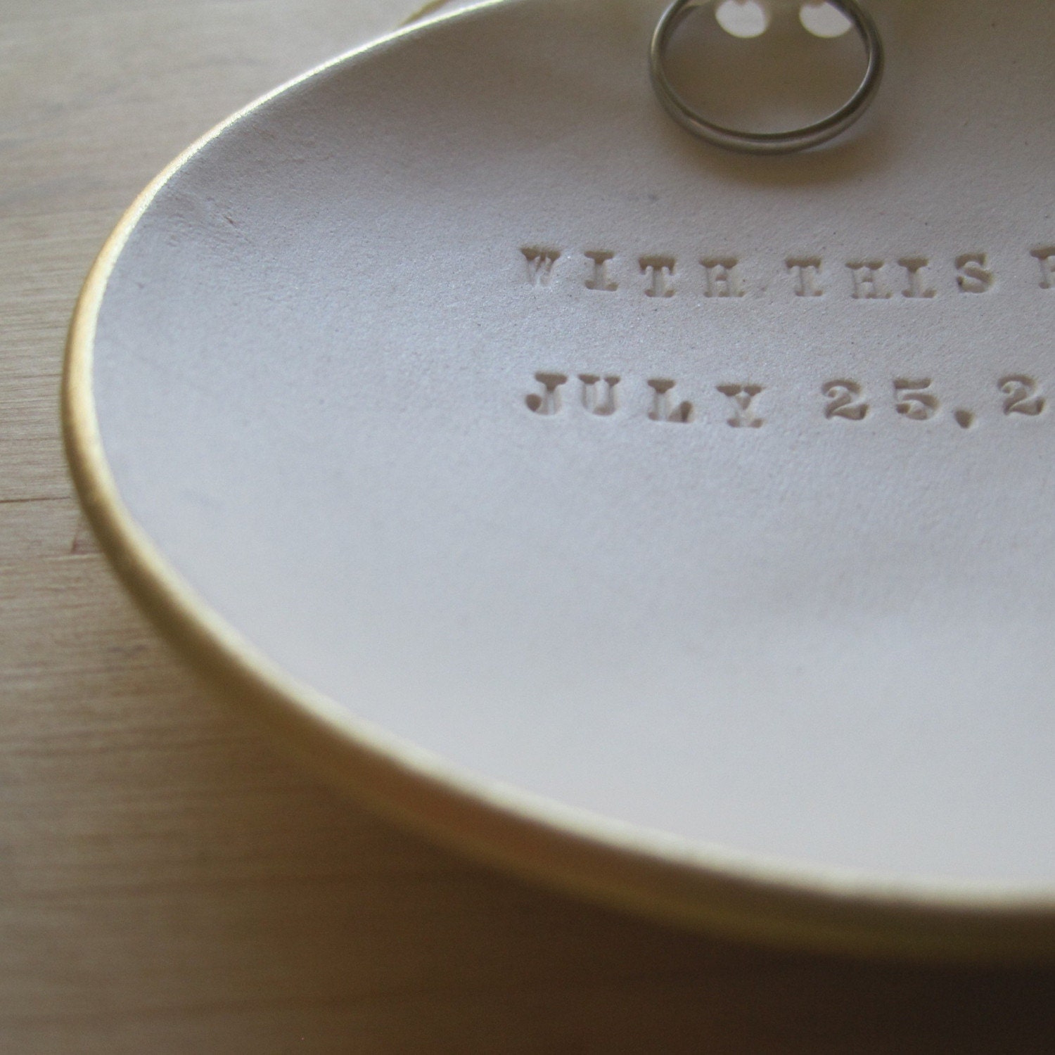 wedding ring holder, ring dish, gold CUSTOM Ring Bearer Bowl, personalized with words or names, Paloma's Nest with gold leaf