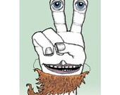 Eric and the Fake Beard -- 6 x 9 Print of Original Drawing, Humorous Bizarre