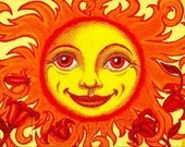 Mother Sun 5 x 7 Digital Print of Original Colored Pencil Drawing