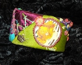 Beautiful Blonde Kirchner Crazy Quilt Cuff Bracelet on SALE for the Holidays