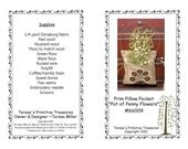 E-Pattern Prim Pillow Pocket Pot of Penny Flowers Appliqued Sewing PDF