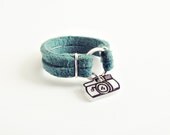 Vintage Camera Leather Charm Ring - Choose Your Color