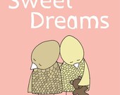 Nursery Art Print, Baby Girl Nursery, Sweet Dreams in Pink, Nursery Decor