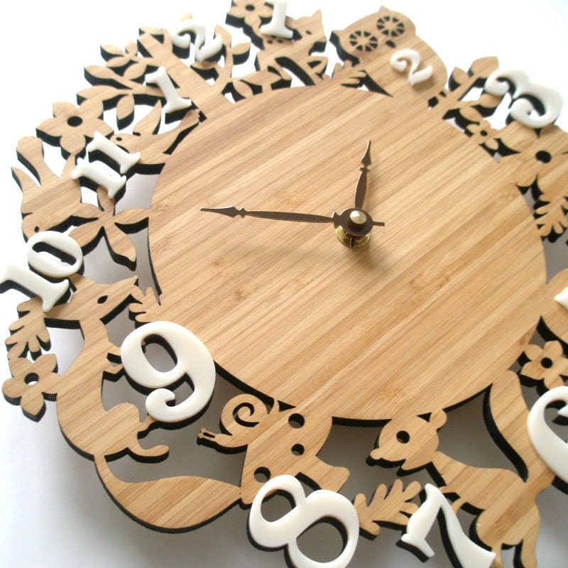 FREE SHIPPING - It's My Forest - Bamboo Wall Clock