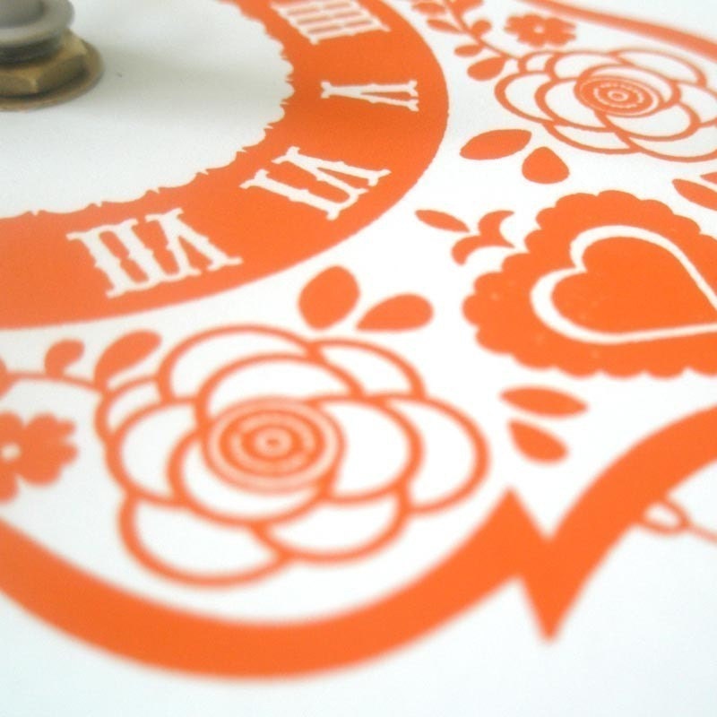 Wall Clock - Cuckoo Clock - Orange - Wood Panel