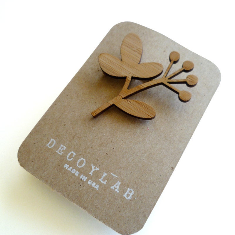 Twig Berry Brooch Bamboo Pin
