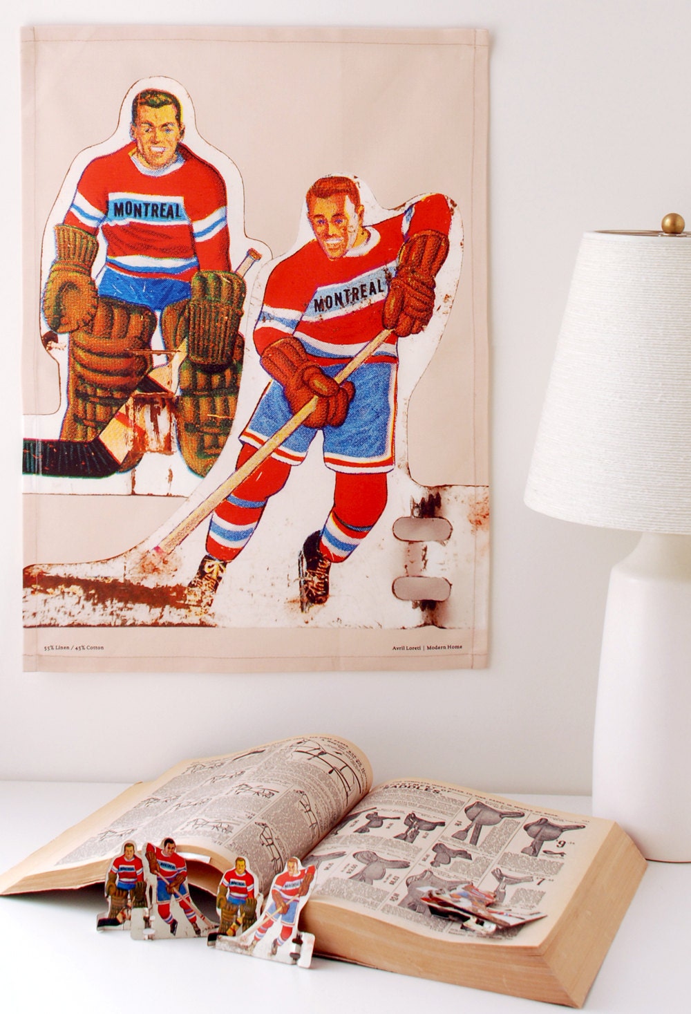 Team Montreal BBQ Towel - linen cotton table hockey players