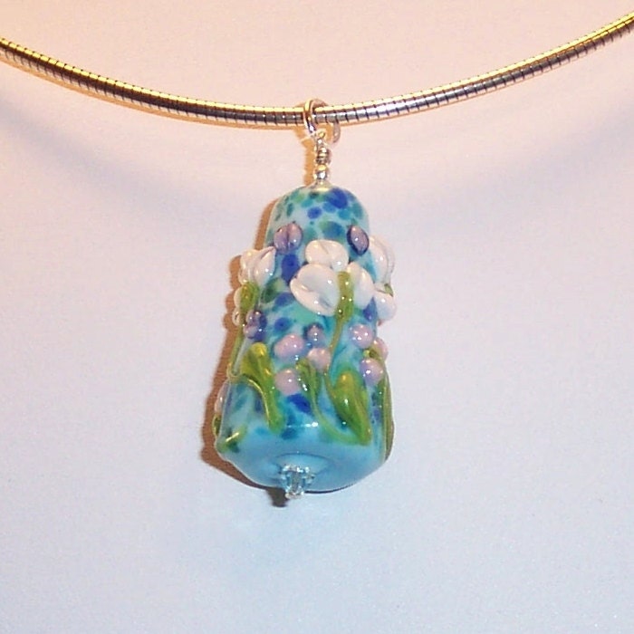 Lampwork Glass Pendant: Water Garden
