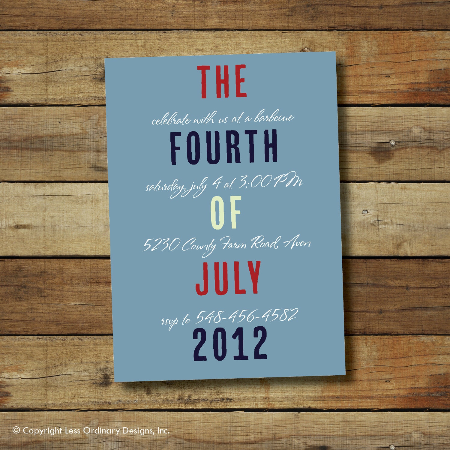 Modern Fourth of July party invitation