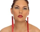 Metallic leather strip earrings (Click to see more colors)
