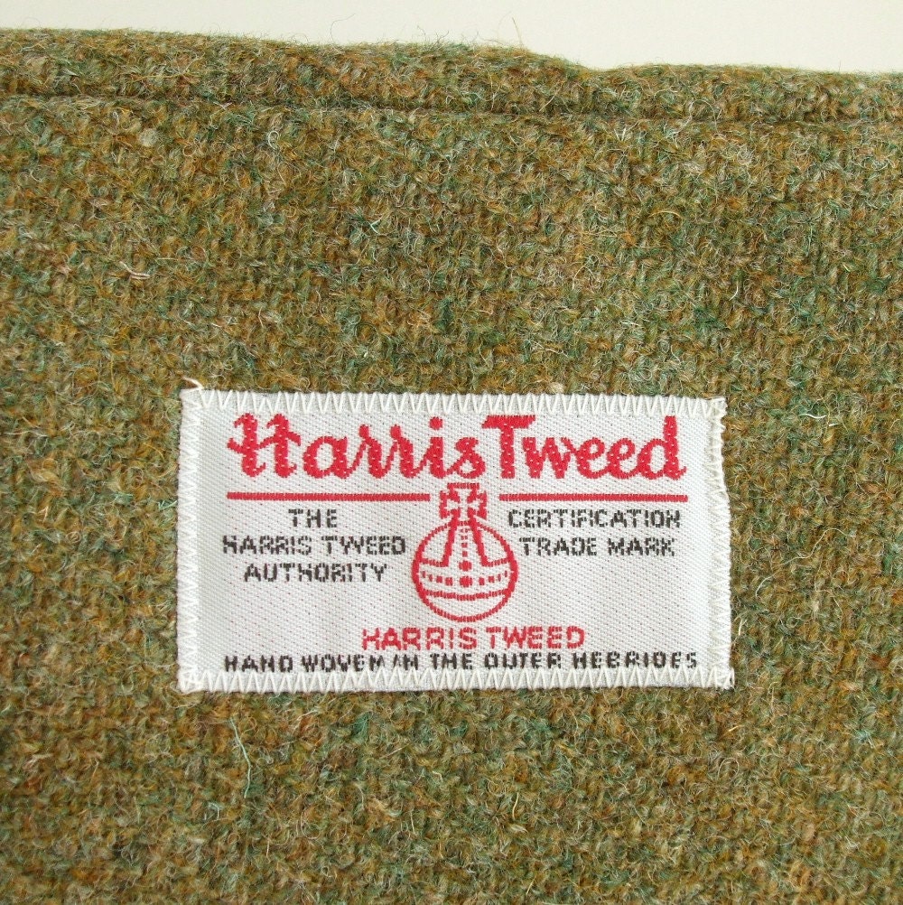 SALE Harris Tweed Purse Semi-Circle Design with Bird Applique - One of a Kind Bag