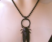 Black Cicada Necklace, insect jewelry, insect necklace, insect pendant, cicada jewelry, cicada pendant, gothic necklace