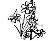 Jam'n Wildflower Cluster    Cling Mount Rubber Stamp