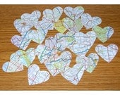 Vintage Road Atlas Hearts for wedding table decor, scrapbooking, tags, party favors, collage, altered arts, mixed media