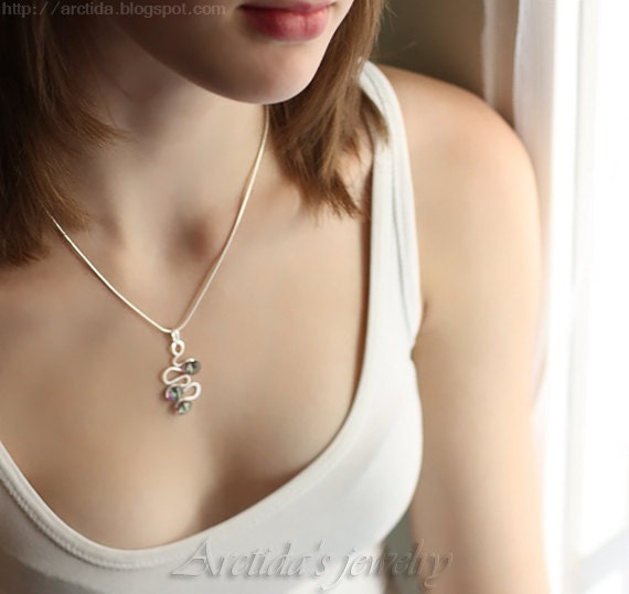 Peacock jewelry Mystic Quartz pendant necklace sterling silver - autumn wedding fall harvest women fashion teal green purple gemstone - Juno