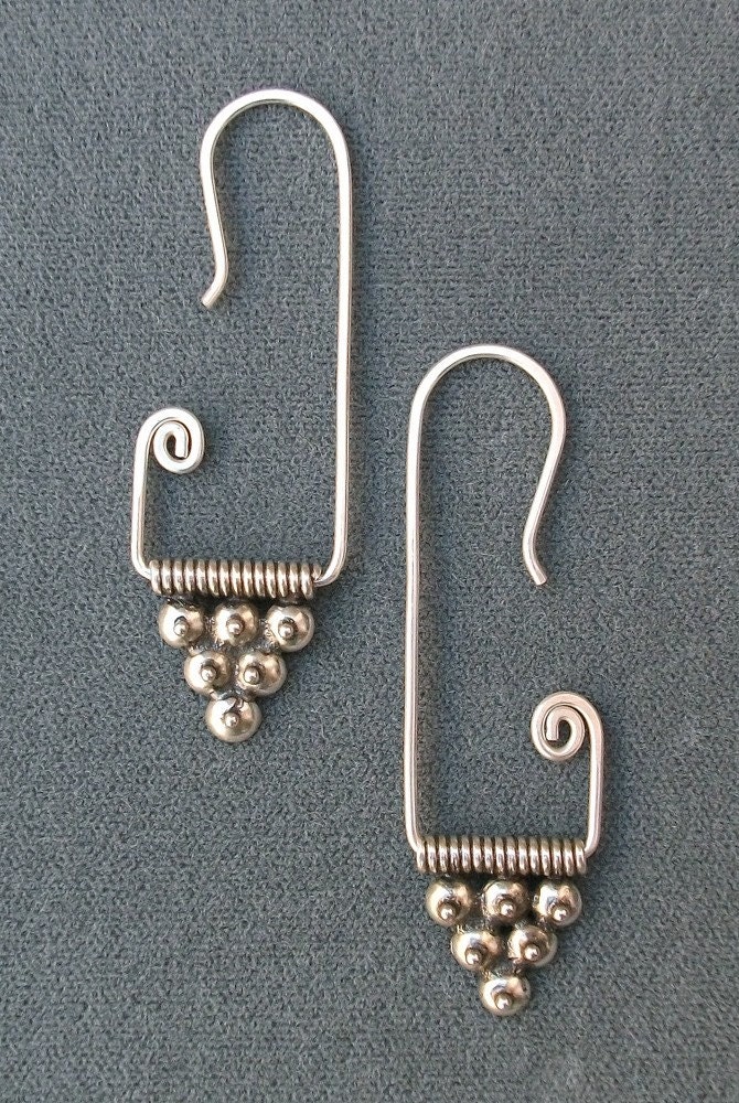Sterling Silver Berry Swirl Earrings / Free US Shipping