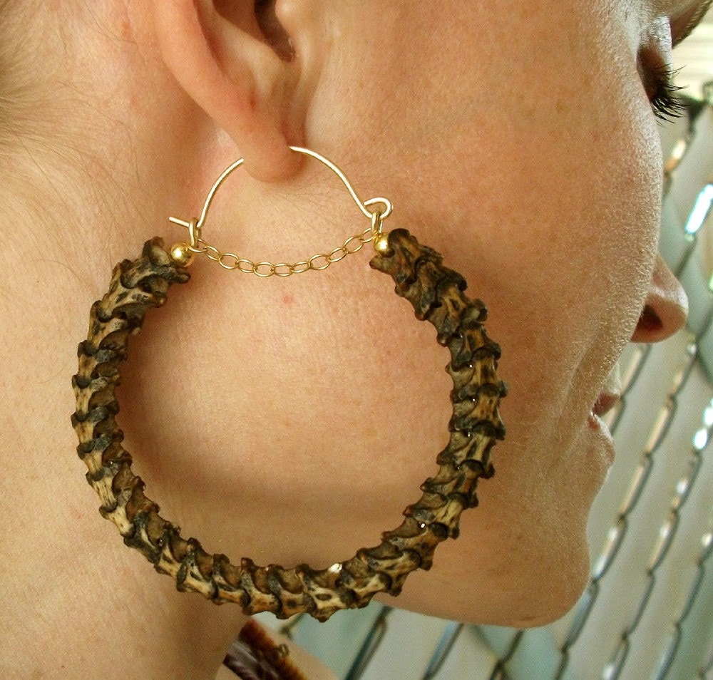 Snake Vertebrae Hoop Earrings / FREE US Shipping