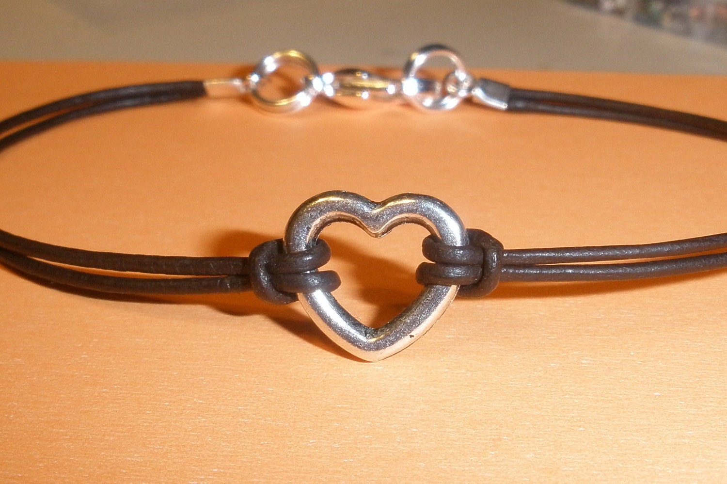 Leather Wrapped Girls Childrens Heart Bracelet - Free Shipping within the  US