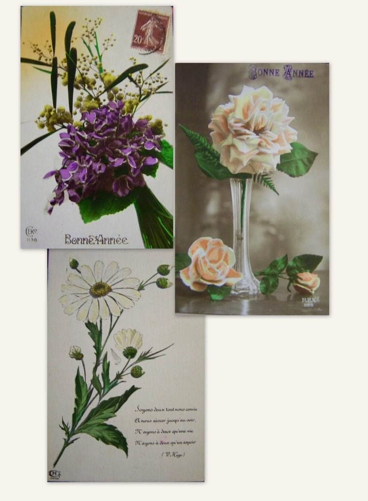 French vintage postcards (flower theme)