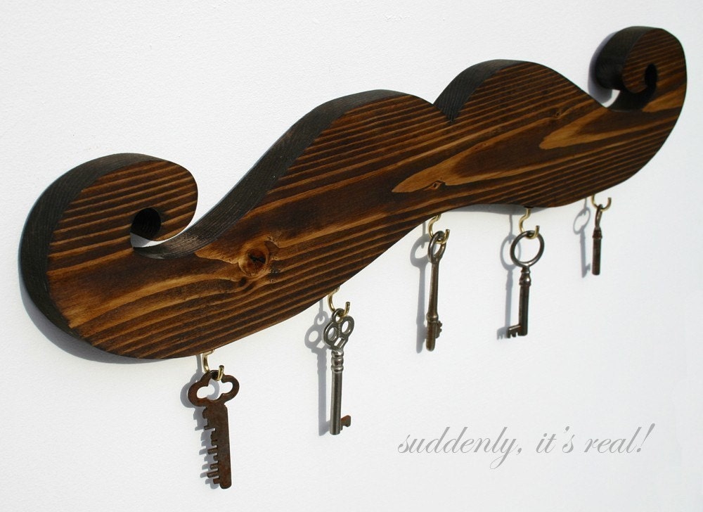 brown mustache key hook