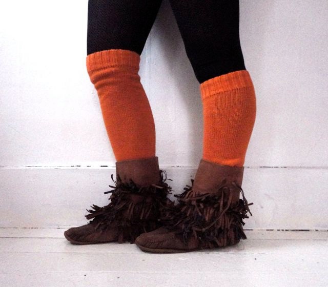 Womens Orange Tangerine Sweater Legwarmers Fall Autumn Fashion Pumpkin Warm Cozy Winter. Upcycled Vintage Sweaters // by Nicoles Threads
