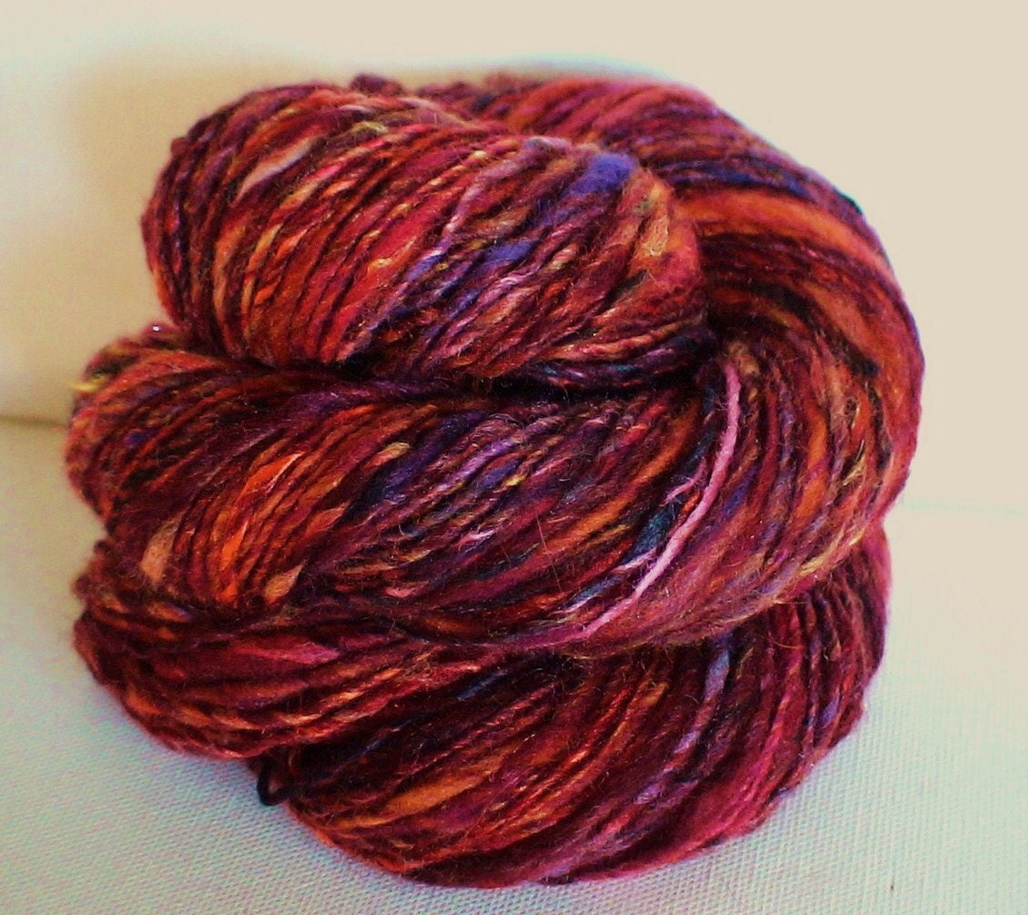 Handspun singles yarn 1.7ozs 150yards sport shimmery and soft