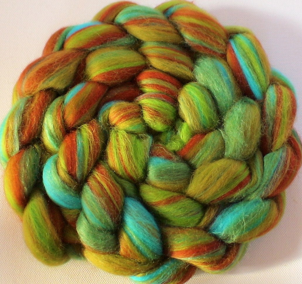Wool Roving merino silk Custom Blend for spinning or felting Verdigris 4ozs Last 2
