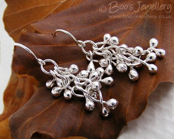 Sterling silver raindrop twisted bud earrings