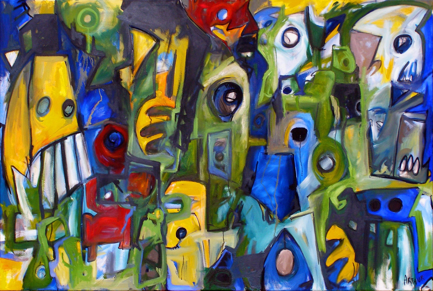 Ringside original Abstract Expressionist Urban Landscape