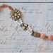 Vintage pink beaded old rhinestone charm bracelet...Margaret