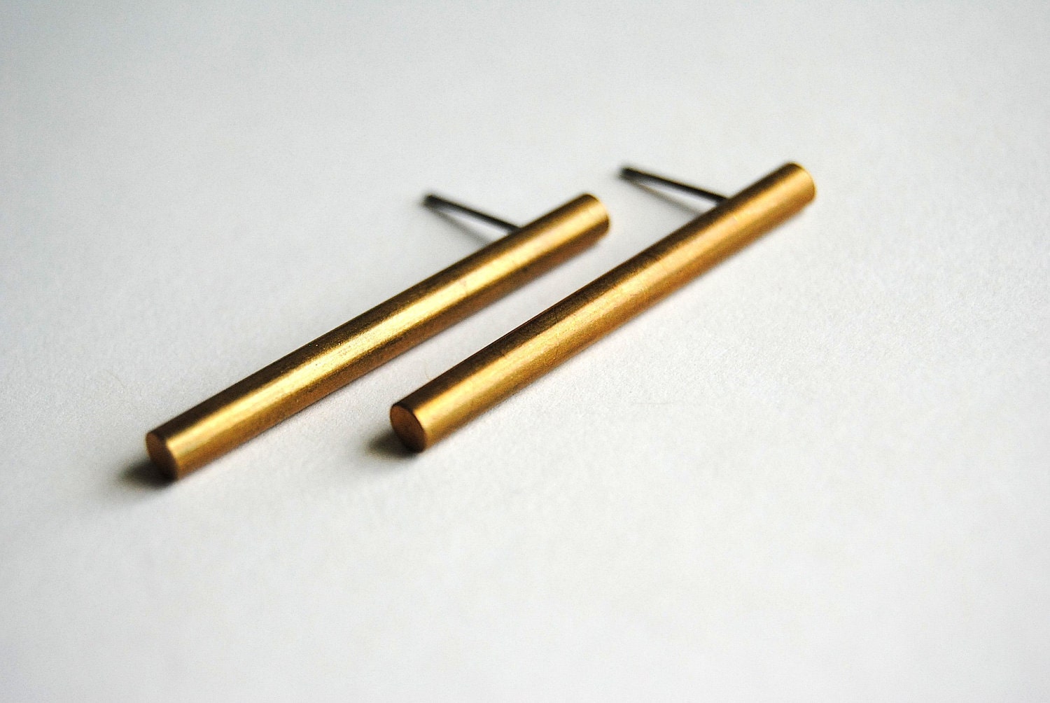 Brass Bar Earrings - Christmas Gifts Under 20 - Vintage Jewelry - Free Shipping in the US
