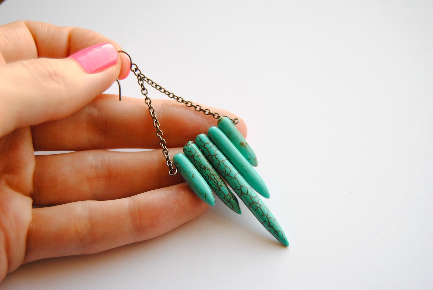 Turquoise Shield Earrings - Handmade Jewelry - Free Shipping in the US - Summer Fashion
