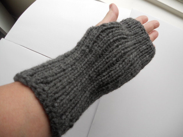 SALE TODAY Knit fingerless gloves - wrist warmers in grey driving gloves