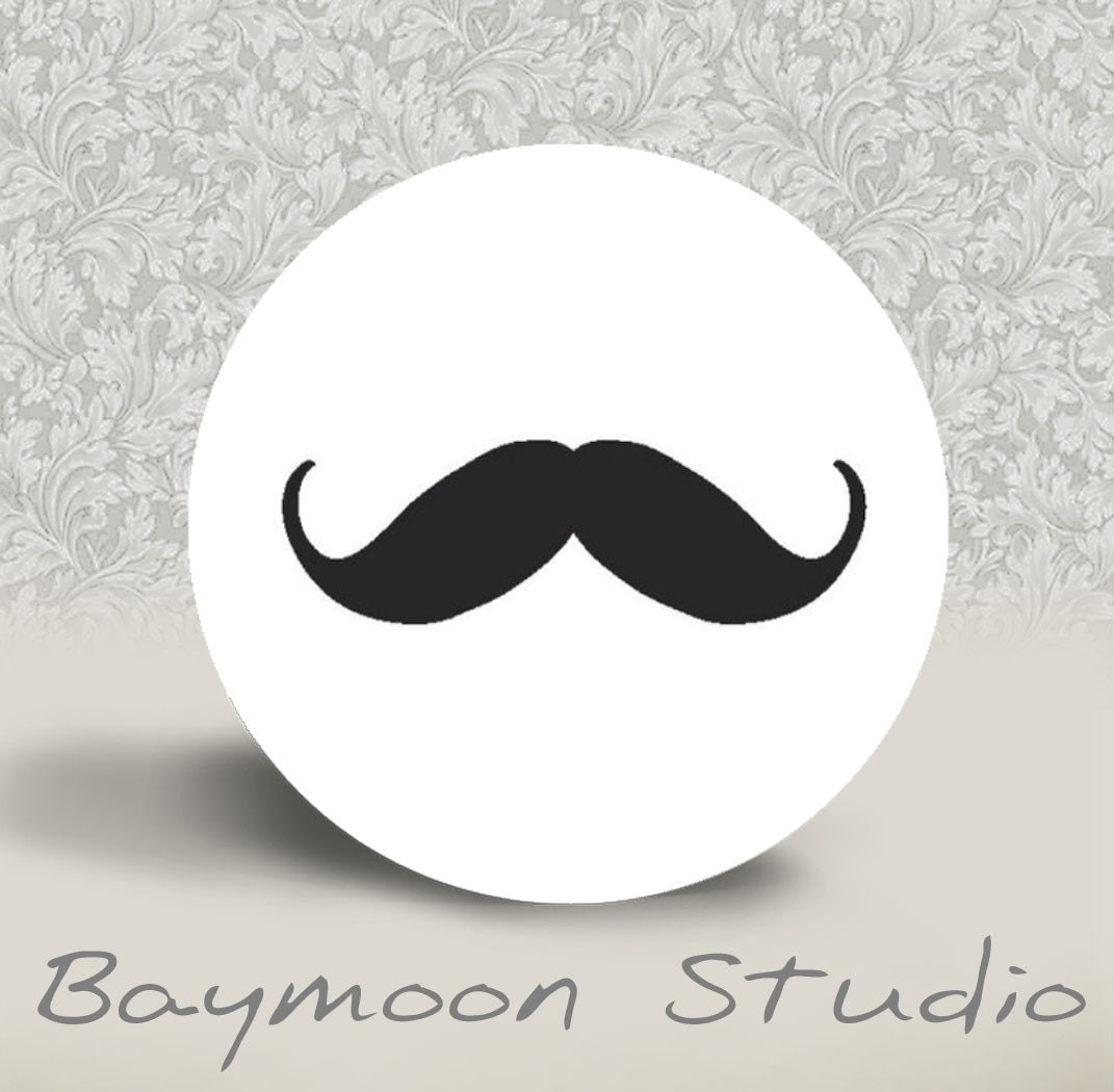 Mustache - PINBACK BUTTON - 1.25 inch round